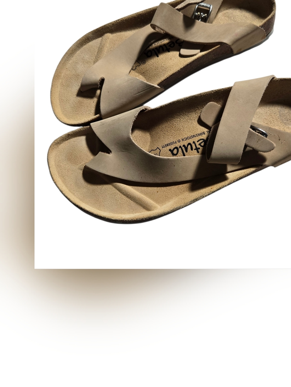 Birkenstock Beige Suede Slide Sandals